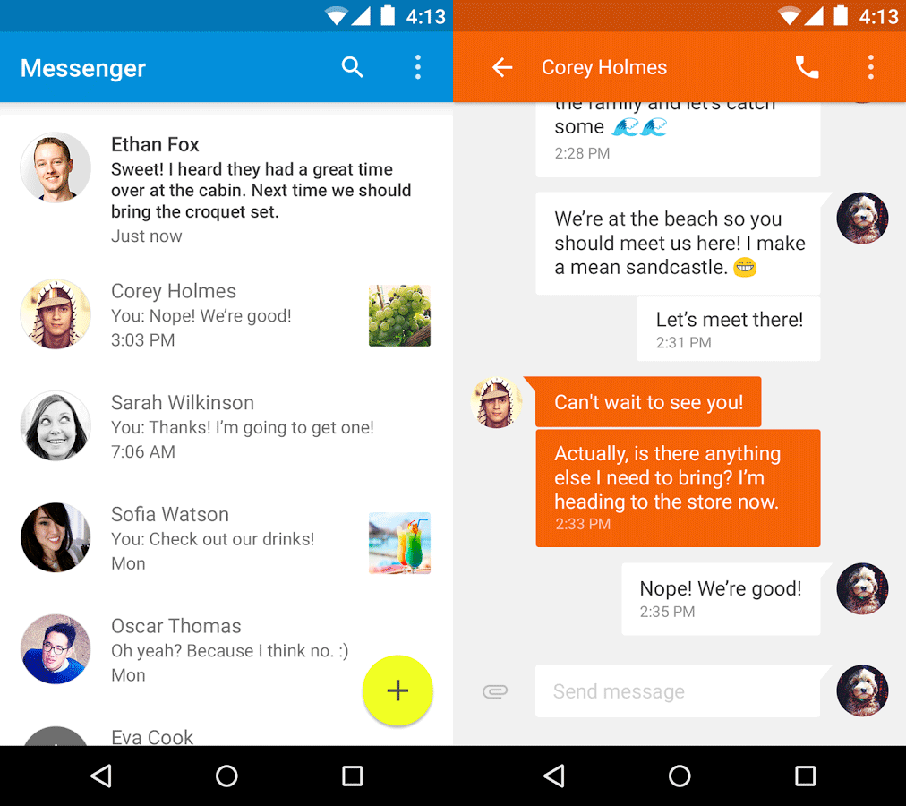 Messenger app for android phones